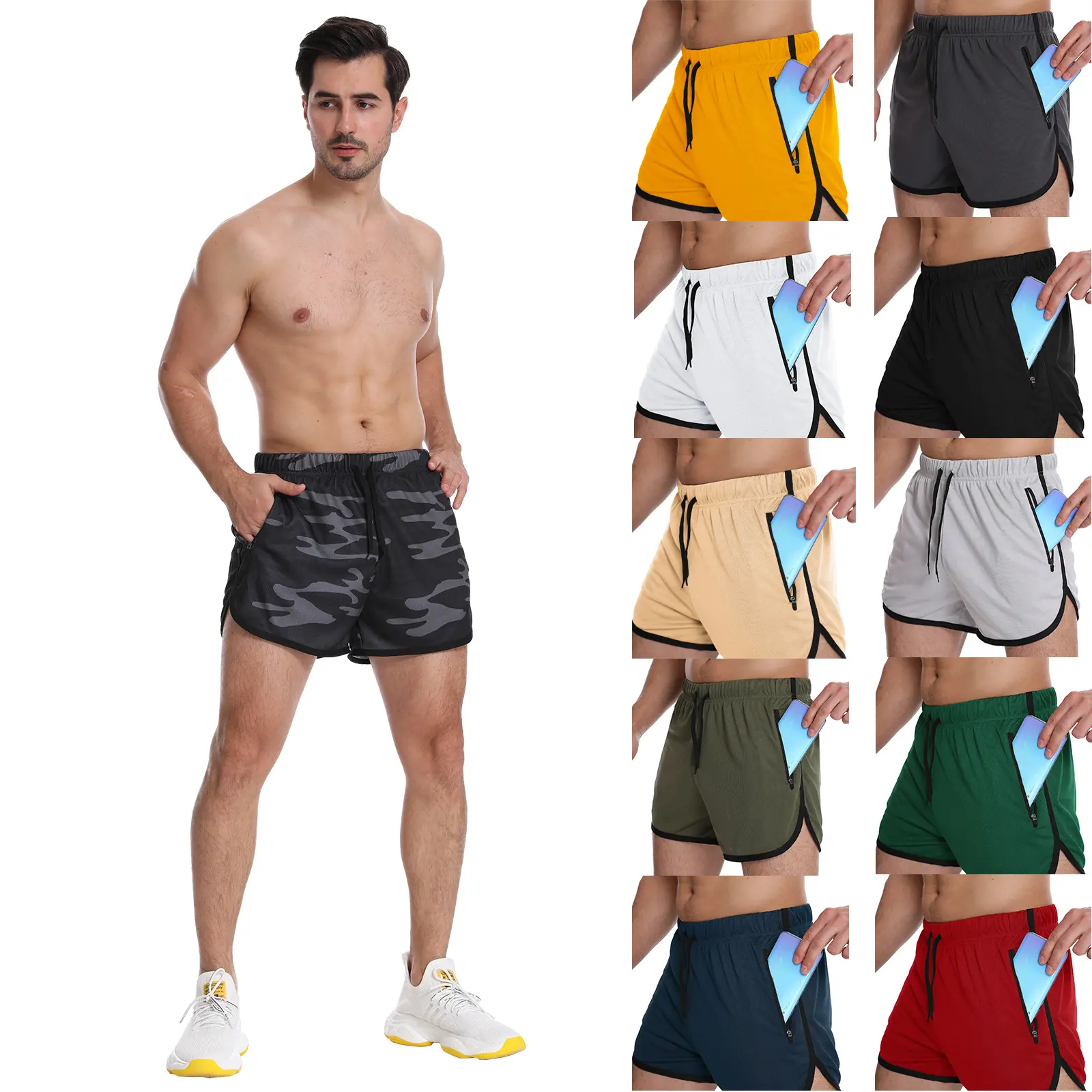 Divided Pants Men'S Gym Pants Short Athletic Shorts Quick-Drying Pants Men'S Swim Trunks Beach Pants