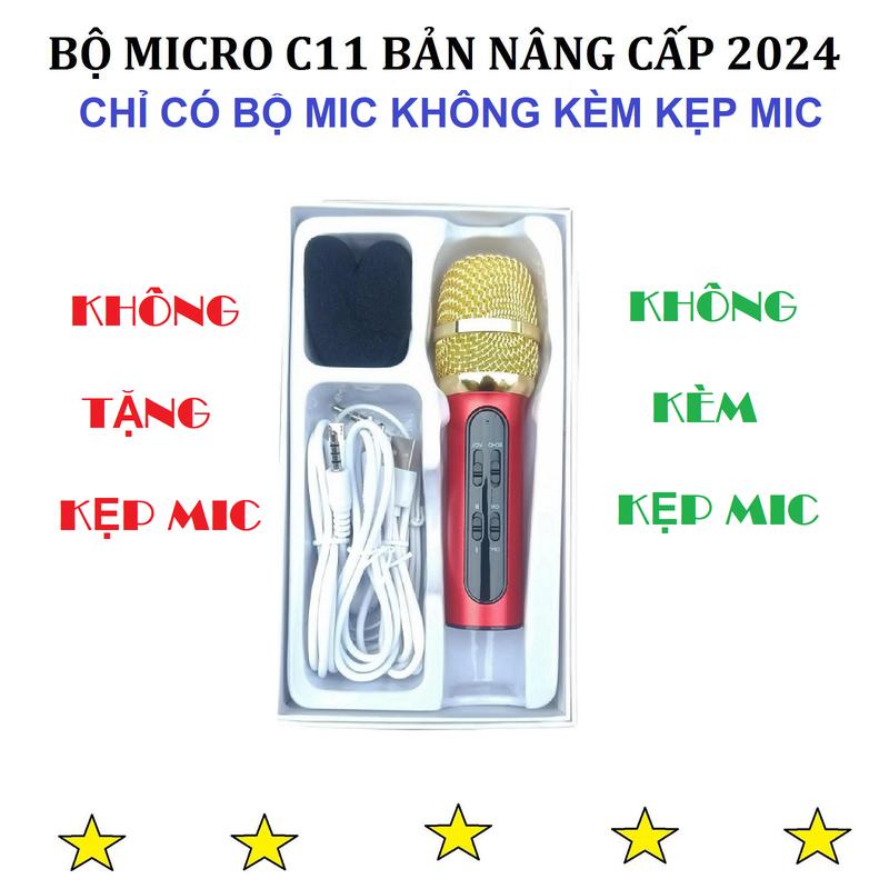 Bộ Micro C11 [KHÔNG KÈM GIÁ ĐỠ MIC] Dòng Nâng Cấp Âm Thu Hút Xa, Hàng Loại 1 Hát Nhẹ, Echo Trung Thực, Loại Bỏ Tạp Âm Xung Quanh, Dùng Hát Live, Thu Âm, Tập Hát Karaoke, Màu Giao Ngẫn Nhiên, Kem