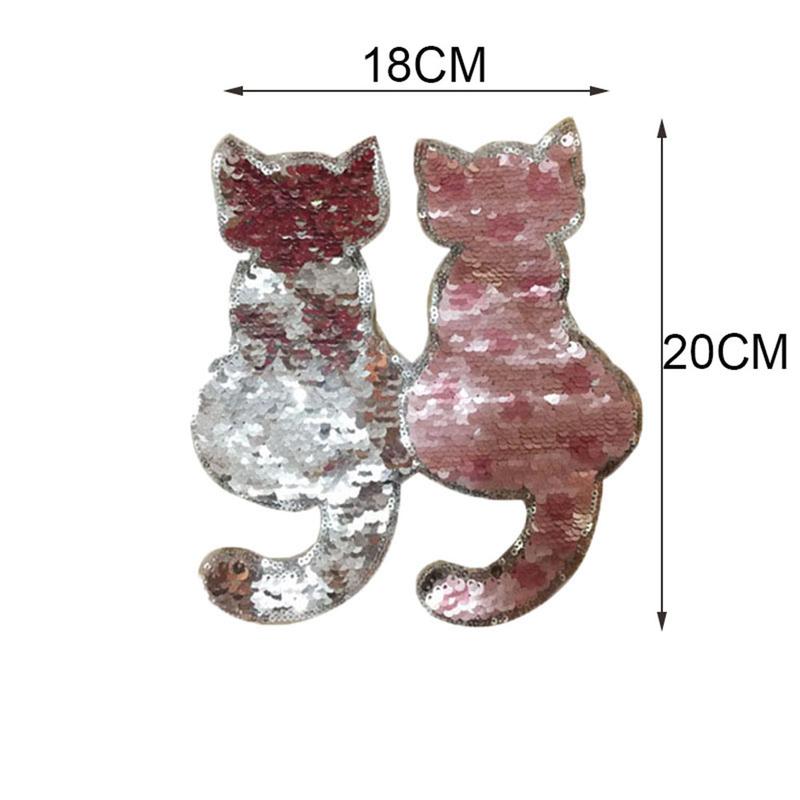 Product Introduction of New Sewing Craft DIY Clothes Applique Reversible Color Sequins Cat Patch 15