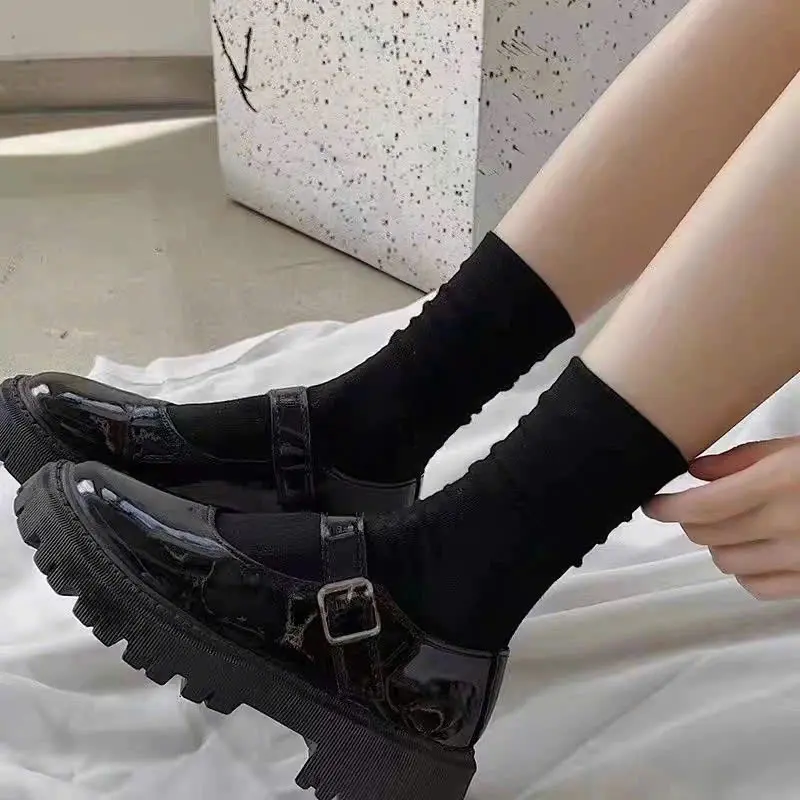 Sét 5 đôi và 10 đôi tất trơn 3 màu cotton phong cách hàn quốc mỏng 6