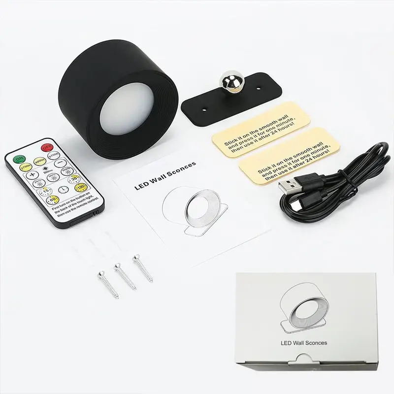 LED Wall Mounted Night Light, Rechargeable Adjustable Wall Light with Remote Control for Bedroom, Display Wall, Cabinet, Hallway, Touch Control Dimmable Lamp 3