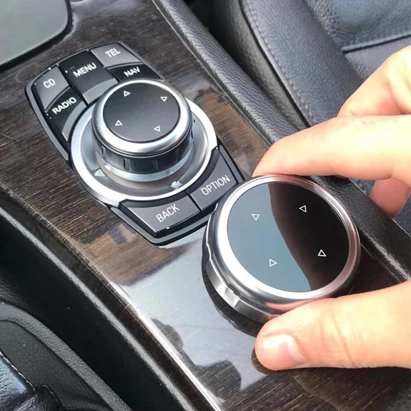 Car Multimedia Knob Cover, Medium to Large Multimedia Control Button Cover for BMW 1 3 4 5 7 Series X1 X3 X4 X5 X6 F10 F20 F30, ABS Plastic BMW 1 Series Idrive Multimedia Button Cover 5