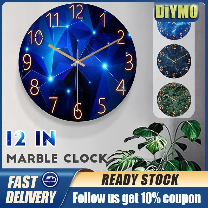 (Local )12 inch Luminous Wall Quartz Wooden Glow in the Dark Clock - Silent Non-ticking