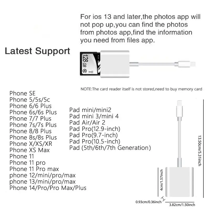 Portable HUB for Lightning, SD Card Reader for Lightning, TF & SD Card Adapter, Micro SD Card Reader for iPhone iPad 1