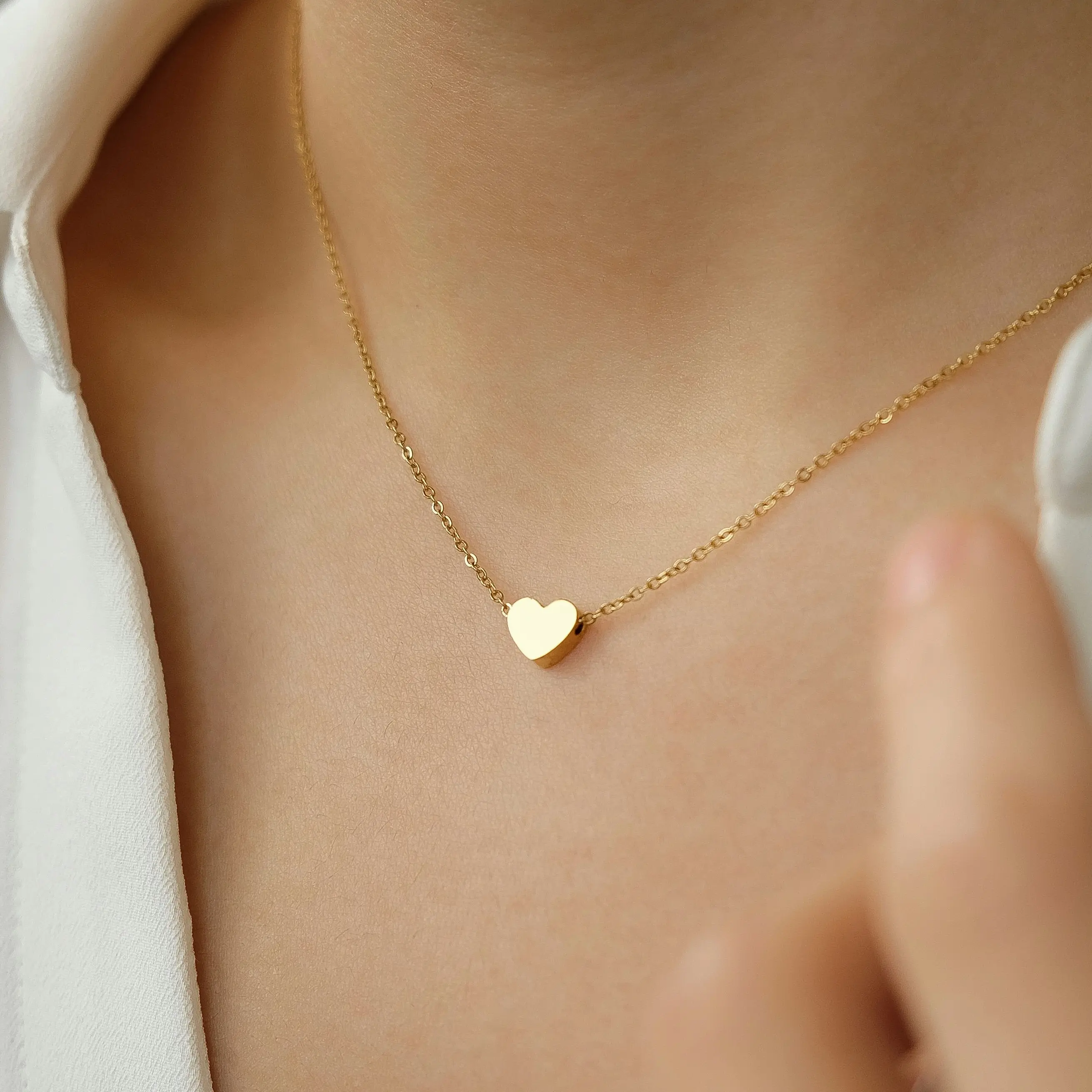Dainty Heart Gold Silver Necklace