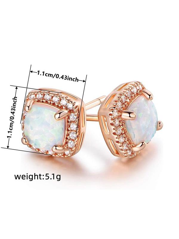 Elegant Artificial Zircon Decorated Stud Earrings, 2pcs/set Cute Fashion Rhinestone Decor Stud Earrings for Women, Anniversary Birthday Jewelry Gift 1