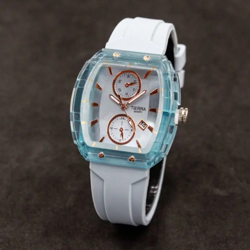 JAM TANGAN WANITA TIERRA TR-2202 FASHION ORI TANGGAL AKTIF TALI RUBBER 3