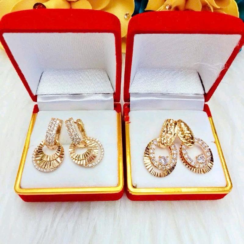 Bông Tai Đồng Đỏ Chạm Ý Khía Sáng Màu Vàng Miền Tây 750 Phụ Kiện