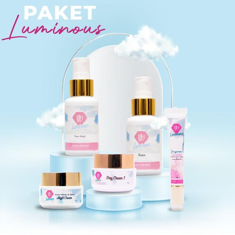 Product Introduction of RH GLOW PAKET LUMINOUS paket memudarakan bekas jerawat serta mencerahkan wajah. kandungan aktif whitening Niacinamide 1