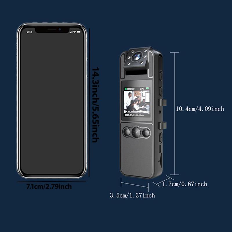 Wearable Mini Camera Security, 1 Count 1080P HD Recording 1.4 Inch Screen Recorder, Night-Vision Function Security Cameras, Safe Recording Camera For Home, Outdoor, Bicycle Sports, Action Camera 2