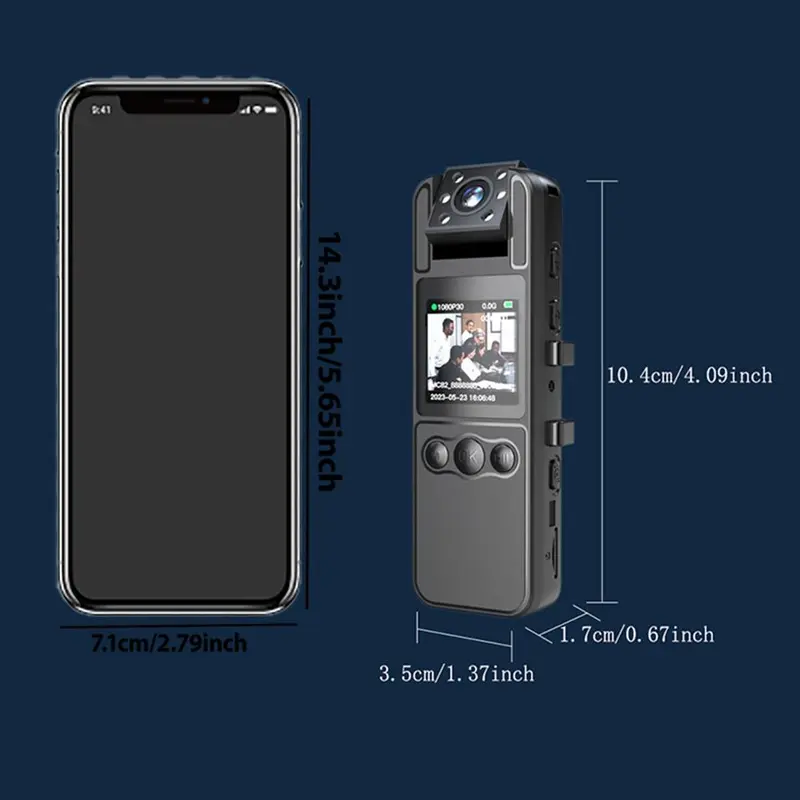 Wearable Mini Camera Security, 1 Count 1080P HD Recording 1.4 Inch Screen Recorder, Night-Vision Function Security Cameras, Safe Recording Camera For Home, Outdoor, Bicycle Sports, Action Camera 1