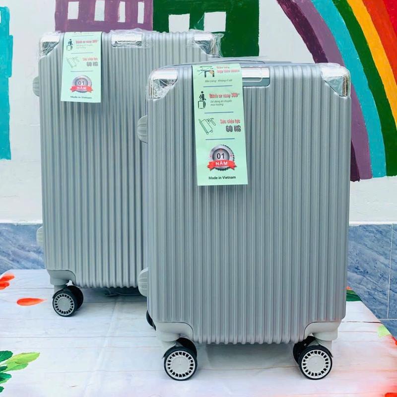 Vali du lịch size 20/24(tặng kèm 1 túi đựng giày)nam nữ T02 nhựa abs bo góc inox chống bể -15 màu 4 bánh xoay 360 khóa trượt bo tròn hộp đựng cứng đỏ hồng xoay được 360 độ Kem nhẹ Nhung