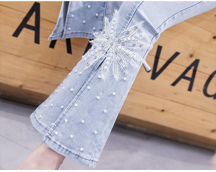 Product Introduction of Quần Jean Nữ, Phong Cách Người Ảnh Hưởng TikTok, Với Đính Cườm Nặng Và Ren, Cạp Cao, Mỏng Vừa Vặn, Dễ Phối Đồ, Quần Ống Loe, Hợp Xu hướng 26