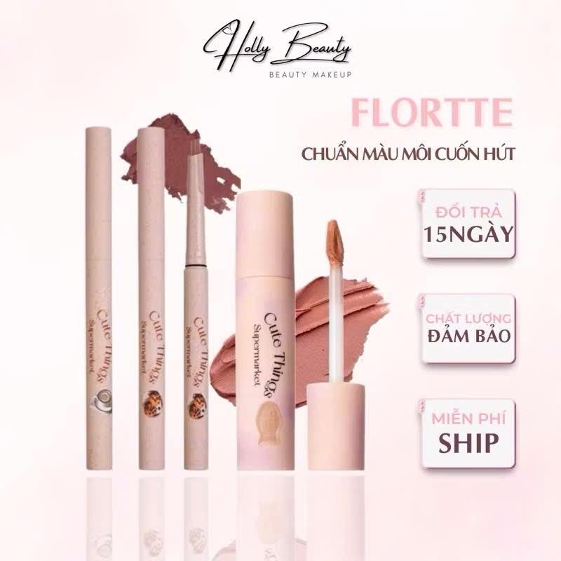 [FLORTTE]Son Lót Môi & Chì Kẻ Viền Môi Flortte Giúp Che Khuyết Điểm Môi  Định Hình Khuôn Môi,Làm Đều Và Bền Màu Môi Hơn