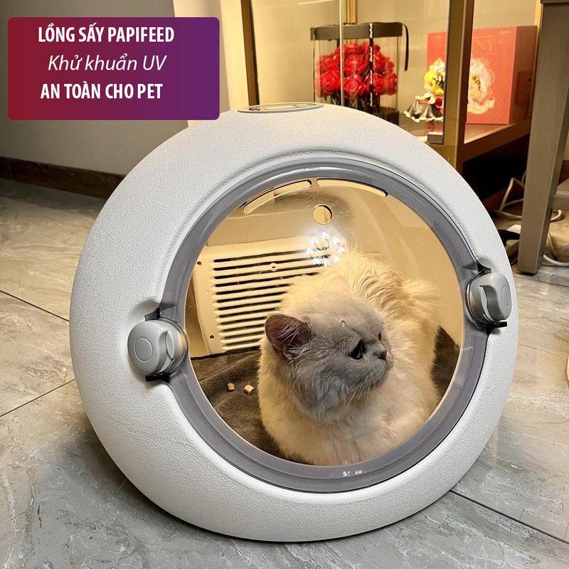  Lồng Sấy Mèo Tự Động Papifeed Có Đèn UV Lồng Sấy Chó Mèo Khử Khuẩn An Toàn Cho Thú Cưng 