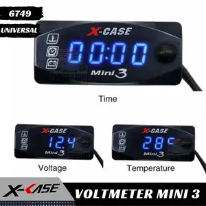 Volt Meter 3in1 Digital Waterproof voltmeter 3 in 1 Aki Motor Suhu Jam temperatur Ac Dc motor MOTOROS