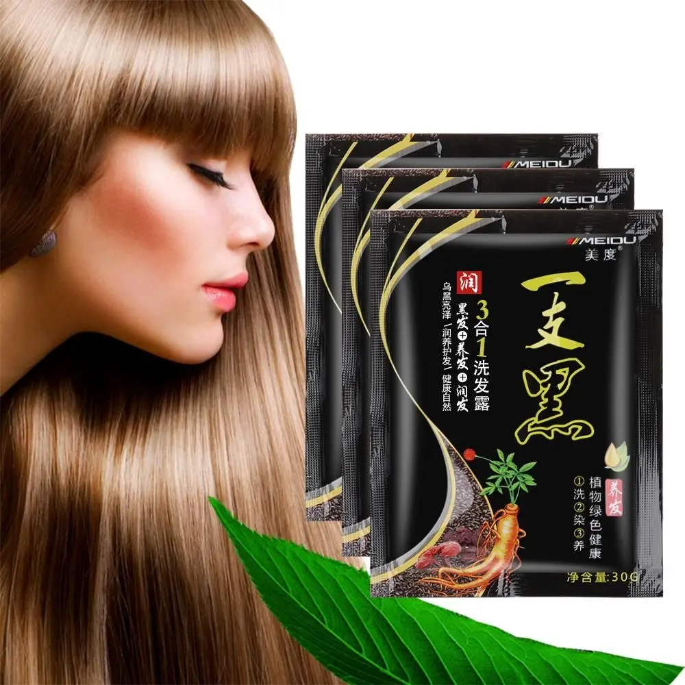 Hot White Hair into Black Color Shampoo Mild Formula Plant Ginger Extracts Hair Dye Effect Professional Hair Styling Tools For Hair