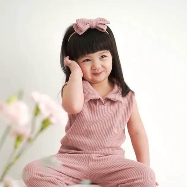 MOONJOY HAVEN WAFFLE TOP - atasan anak perempuan kerah putih biru hijau pink ungu lilac sage