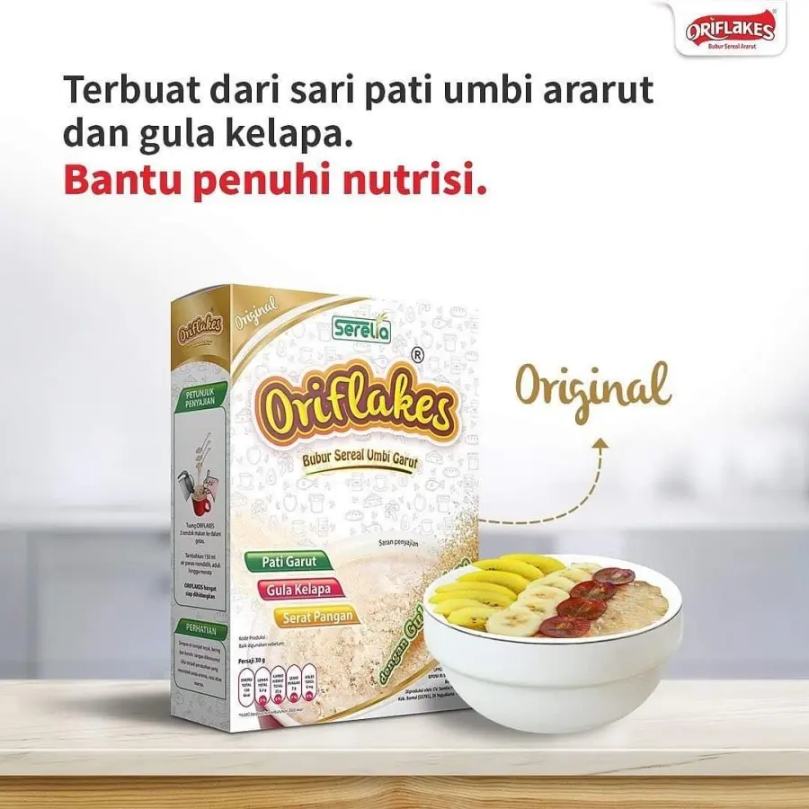 Oriflakes Original 900 Gram Sereal Umbi Garut Asam Lambung Maag Gerd