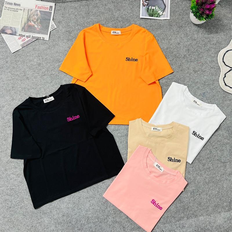 Mã 04-ÁO THUN THÁI CROPTOP FORM VỪA CHỮ THÊU (35-55kg) Nữ Cotton Cổ Tròn Women 1