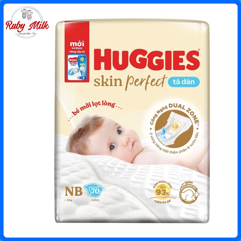 Tã dán sơ sinh Huggies Newborn 70 + 6 miếng (Cho bé dưới 5kg) Bỉm