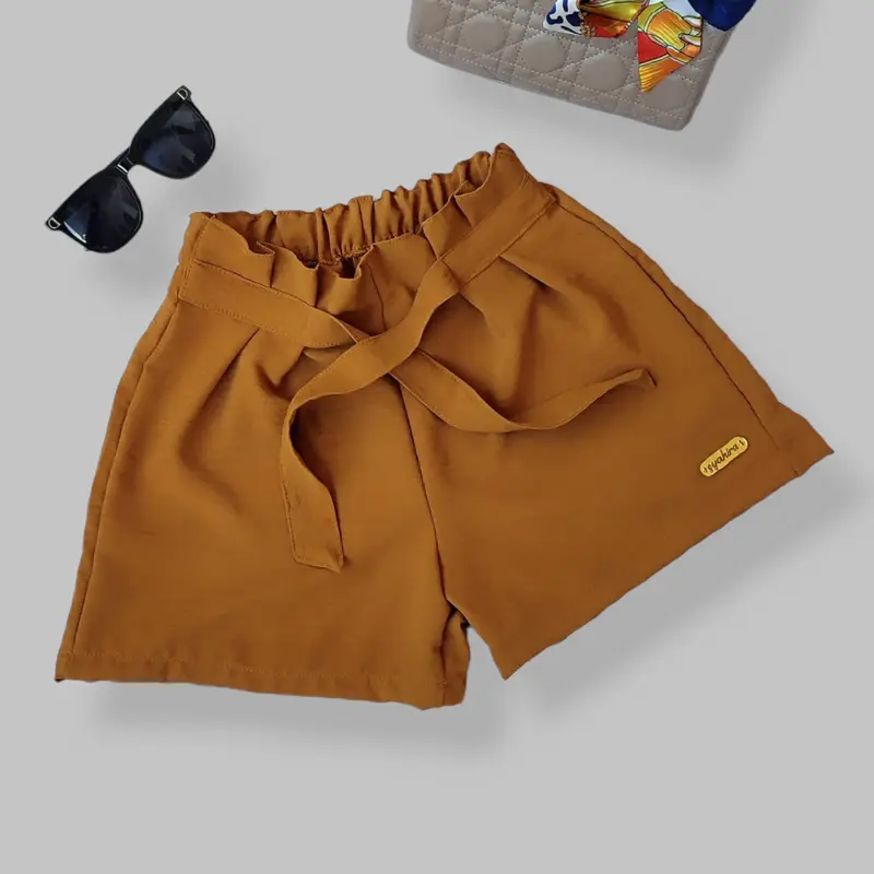 Celana pendek pita anak perempuan hotpant cringkel airflow Fashion anak perempuan usia 1 2 3 4 5 6  th tahun hitam putih milo lemon mocca pink sage denim 4