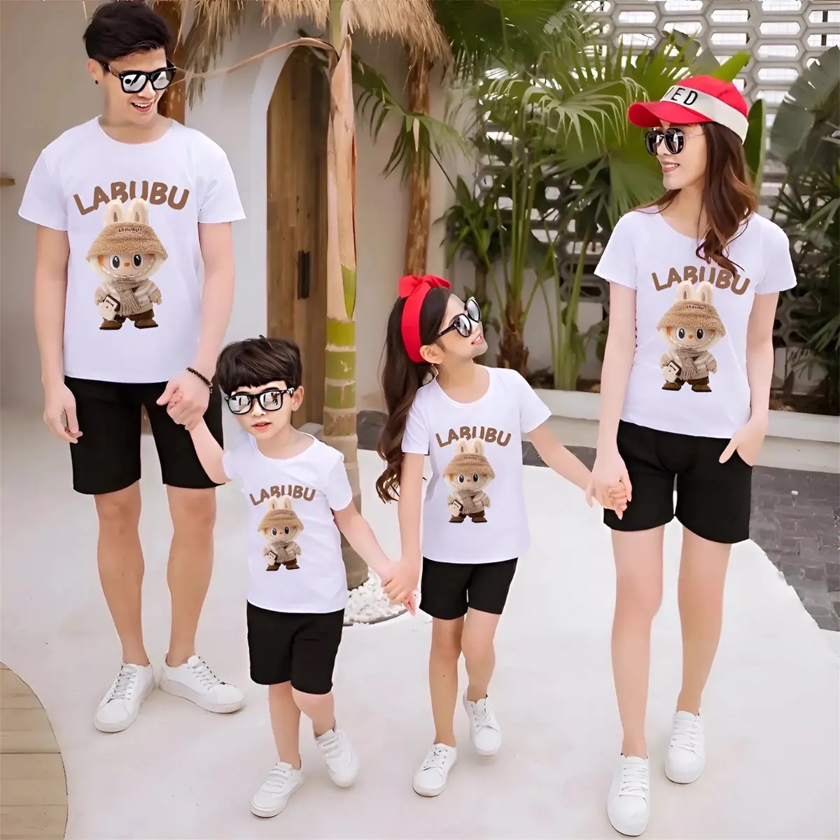 Áo Thun Labubu, Áo Thun Gia Đình Cao Cấp Đường May Sắc Nét Chất Liệu Cotton Mềm Mịn Thoáng Mát