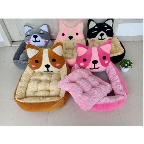 Tempat Tidur Anjing/Kucing Model Teddy Golden Retriever Dengan Matras Removable anjing & kucing doll biru 1