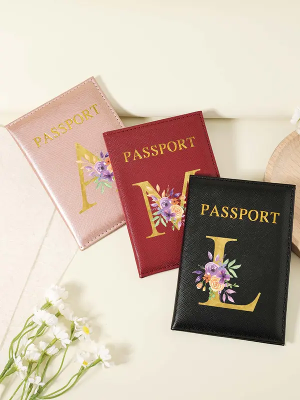 Letter Pattern Passport Holder, Multi Card PU Passport Cover, Portable Travel Card Holder, Stylish Minimalist Design Card Holder for Safe Storage of Cards and Documents 5