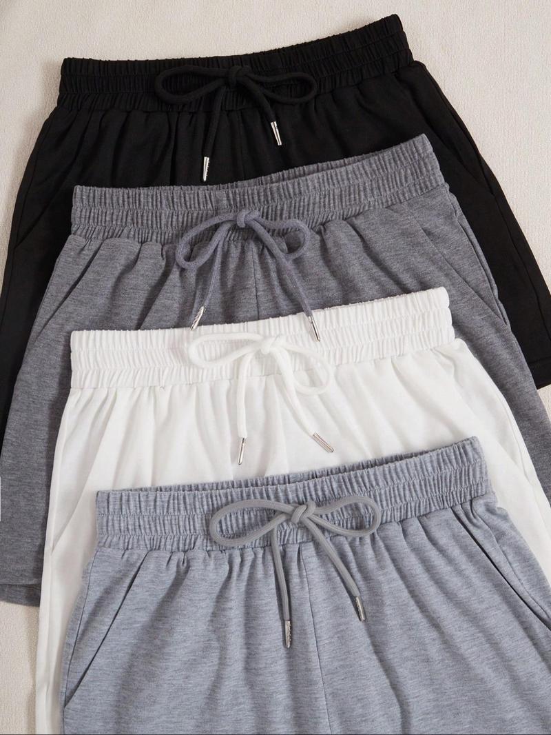Product Introduction of Women's Solid Color Drawstring Waist Ribbed Pajama Shorts, Casual Comfy Breathable Sleep Shorts for Daily Wear, Ladies Sleepwear for All Seasons 3