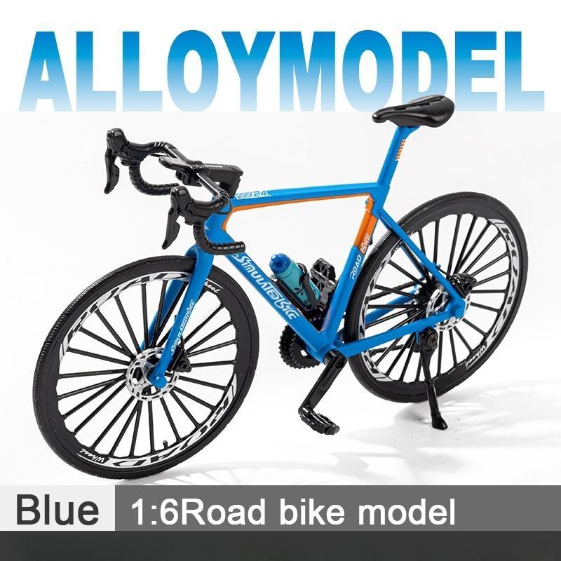 1:6 Scale Road Bike Model, 1 Count Ultra-realistic Metal Road Bike Model, Desktop Simulation Ornament with Wind-powered Push Operation for Home Office Decor 4