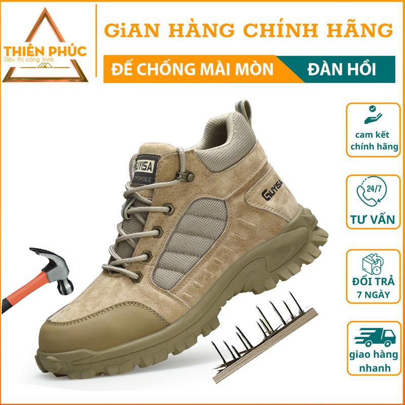  Giày bảo hộ lao động cổ cao kiểu dáng thể thao giày bảo hộ nam cổ cao đế mềm 