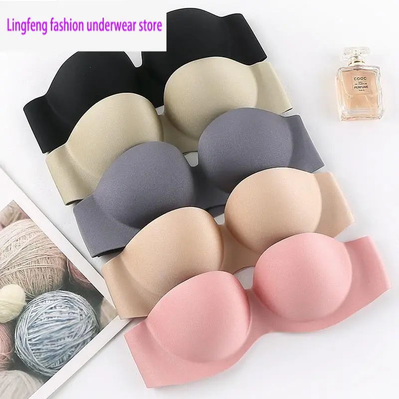 5 Color Sexy Girl Strapless Bra Non Wire Push Up Beauty Back Women'S Invisible Bra Non-Slip Seamless BH Ladies Brassiere Womenswear Lingerie Comfort Innerwear