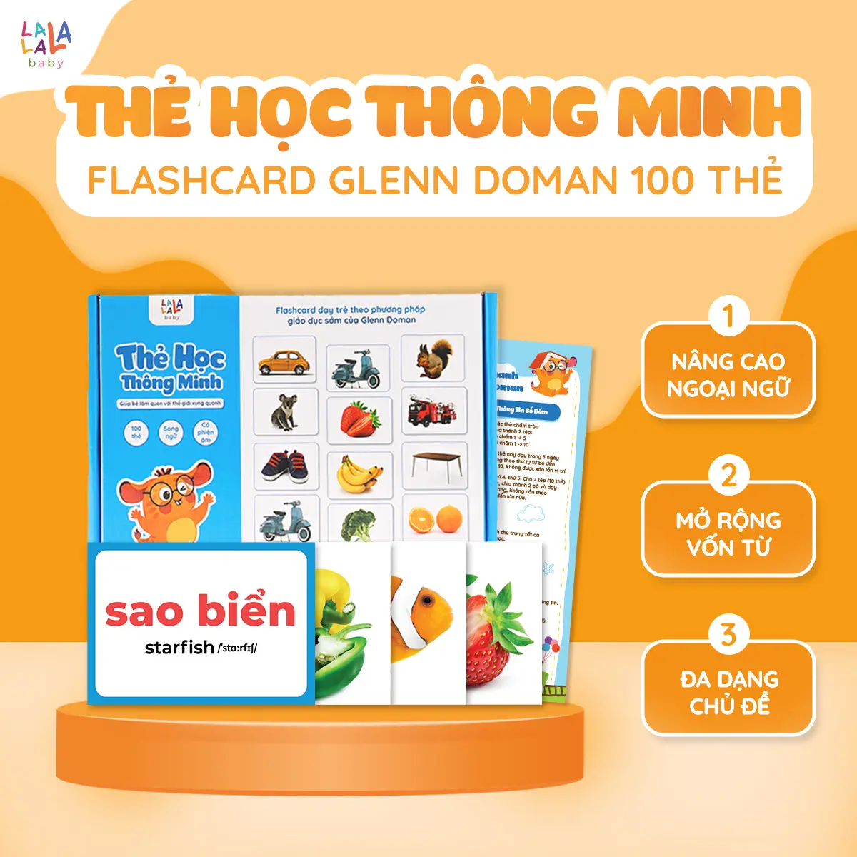 Bộ thẻ học thông minh Flashcard cho bé Glenn Doman giáo giục sớm Lalala baby song ngữ Anh Việt