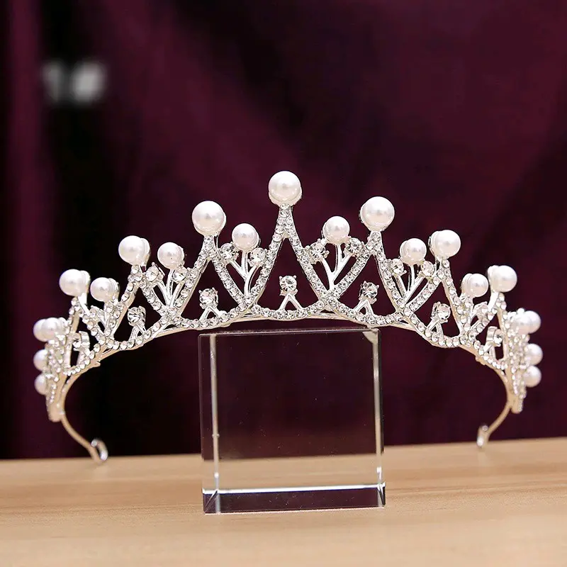 Mysie Crown - Mahkota Mewah Korea Mutiara Berlian - Mahkota Putri - Aksesoris Rambut Manis Hiasan Kristal