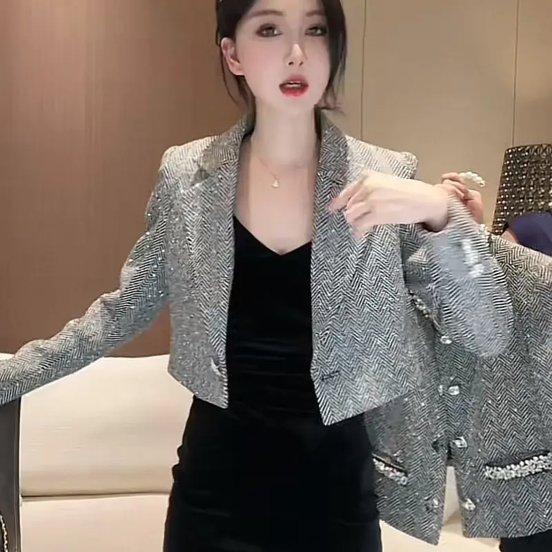 Áo Khoác Kafuu Ngắn, Lux Đầu Vào Kiểu Pháp, Cao Cấp, Thời Trang Phong Cách Phương Tây Mới Mùa Thu, Áo Thanh Lịch Dài Tay 6