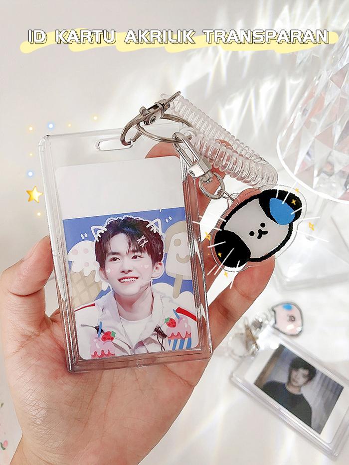 Tempat kartu ID akrilik transparan / tempat kartu ID kerja/casing id card bening/dengan gantungan kunci lucu akrilik - Qiqi Treasure Tempat kartu ID akrilik transparan / tempat kartu ID kerja/casing id card bening/dengan gantungan kunci lucu akrilik - Qiqi Treasure