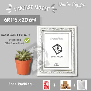 Bingkai Foto 6R (15x20 cm) PAKAI KACA Corak Ukir /  Frame photo / Pigura Foto