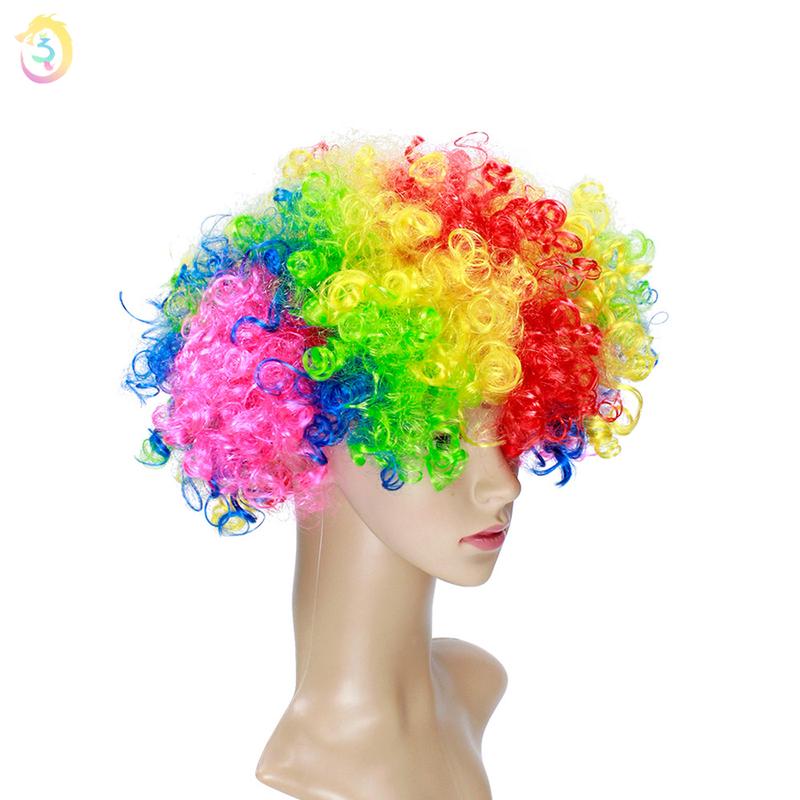 Tóc Giả Chú Hề Nhiều Màu Xoăn Hoá Trang Halloween Vui Nhộn Wig 4