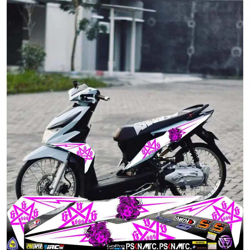 PS03 STRIPING STICKER HONDA BEAT NEW/ESP MOTIF MEDUSA VARIASI SIMPLE 8