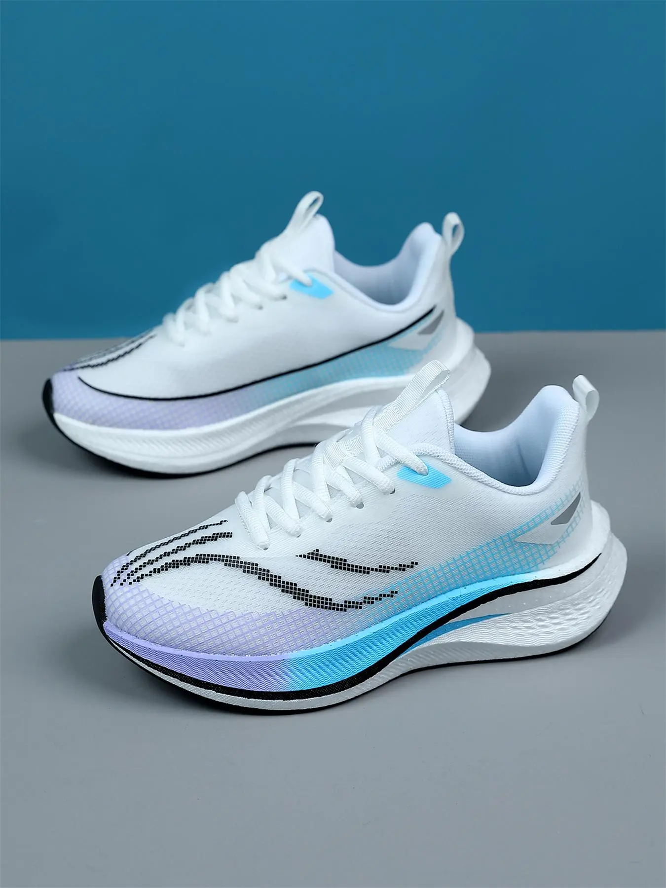 Unisex's  Colorblock Lace Up Running Shoes, Breathable Comfortable Sports Shoes, Non-slip Sneakers for Outdoor Running Jogging