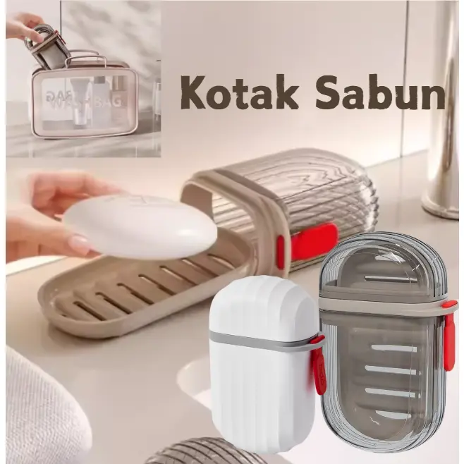 Kotak Sabun Bepergian Portabel / Kotak Sabun PP Anti Bocor / Kotak Sabun Bepergian Portabel dengan Dudukan Peniris