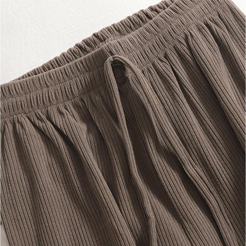 Quần Suông Nữ Dáng Dài Ống Rộng Lưng Cao Thun Gân Tăm Thời Trang 045 Nhung Ong Women Pants Đen 4