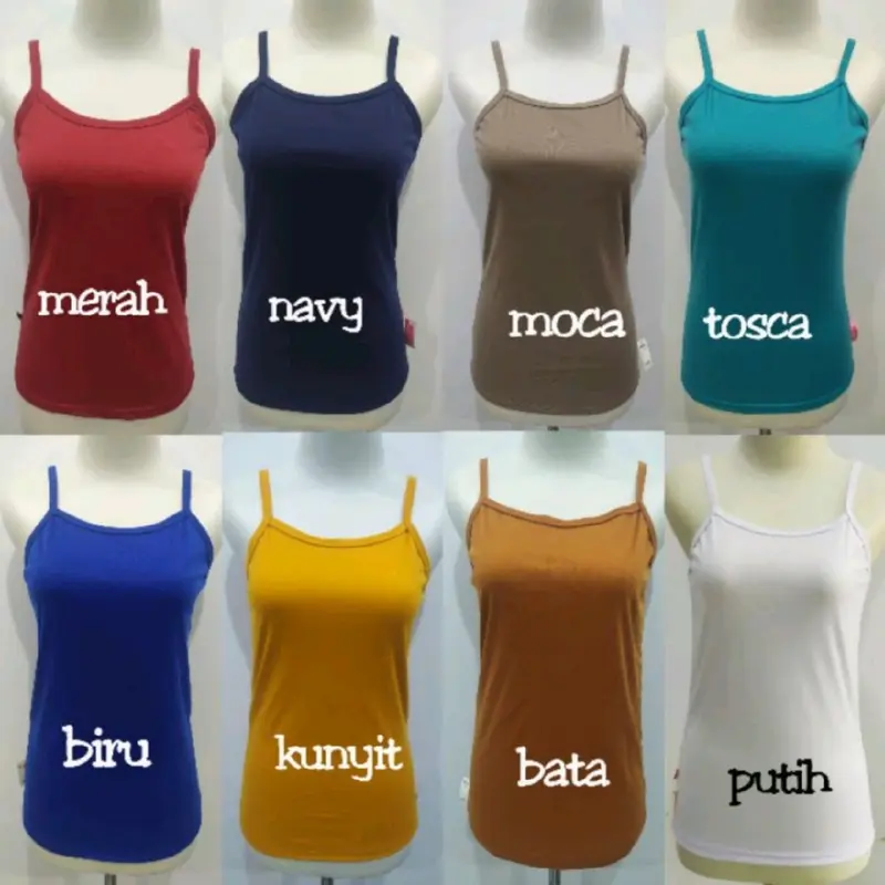 [ COD ] GROSIR PAKET 6 PCS TANK-TOP TALI KECIL WANITA BAHAN Polyester Hyget Premium POLOS Santai Slim-fitting 2