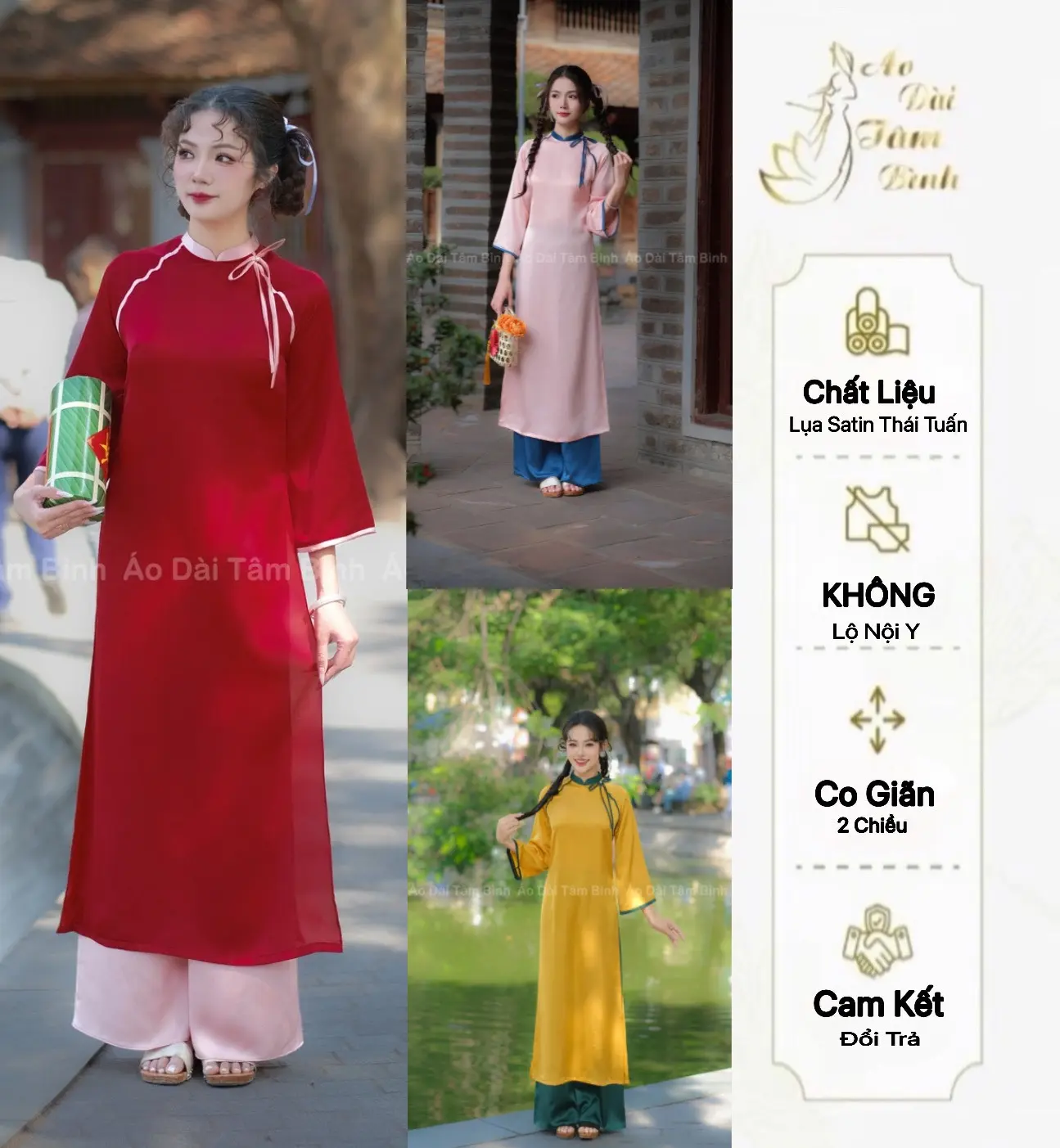 Áo Dài Cách Tân, Áo Dài Tết Dáng Suông, CT01, Cổ 2P Đính Nơ nhẹ nhàng, Lụa Satin Thái Tuấn Cao Cấp, hotttrend,đón Tết 2025 nữ Women