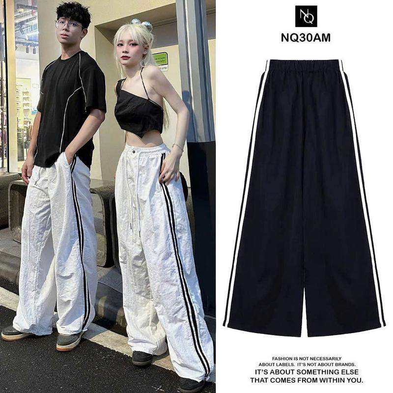 Quần Dù Ống Rộng Gió Nhăn Dây Rút SUN Form Rộng Nam Nữ Unisex