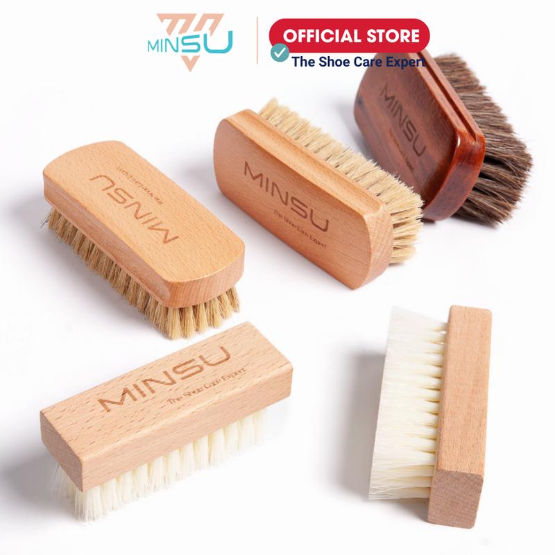 Bàn Chải Đánh Giày MINSU M2415 Chuyên Dùng Vệ Sinh Giày Sneaker Da Lộn Với Chất Liệu Lông Ngựa Lông Heo Mềm Cao Cấp