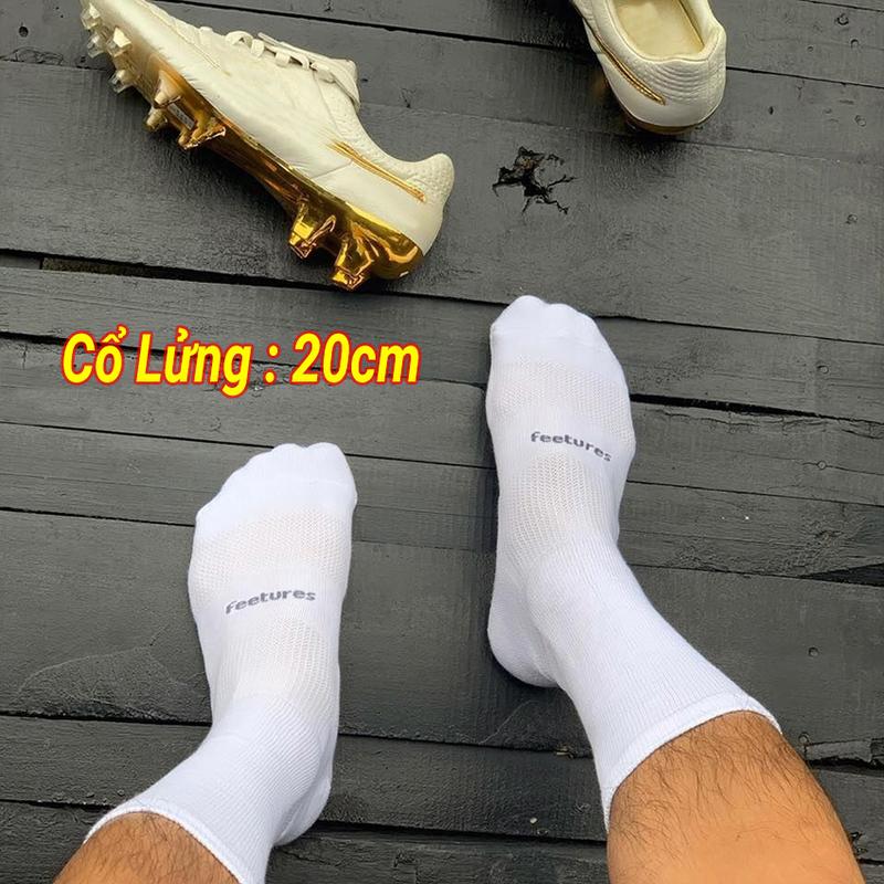 Tất vớ thể thao đá bóng Feetures cho nam nữ loại cổ lửng hàng dệt kim 83% cotton co giãn thấm hút mồ hôi Freesize cho chân đi giày 37- 45 Sport Tennis Pickleball