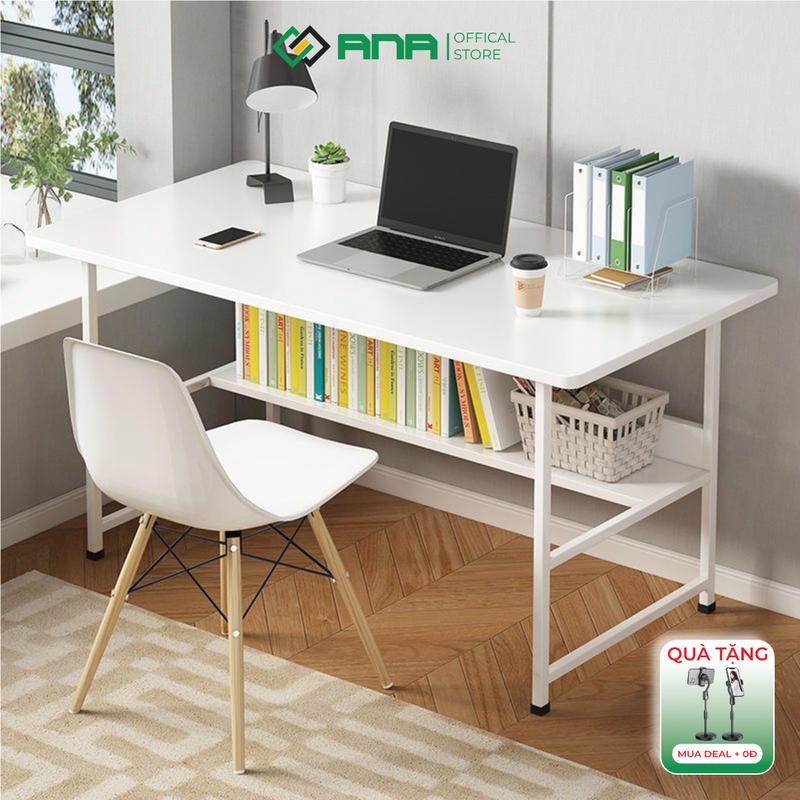 Bàn Học, Bàn Làm Việc ANA Thiết Kế Đơn Giản Dùng Học Tập, Decor Mặt Bàn Bo Góc Làm Bằng Gỗ MDF Cao Cấp, Chân Sắt Hộp 25x25mm Chắc Chắn Có Phủ Sơn Tĩnh Điện-BLV02
