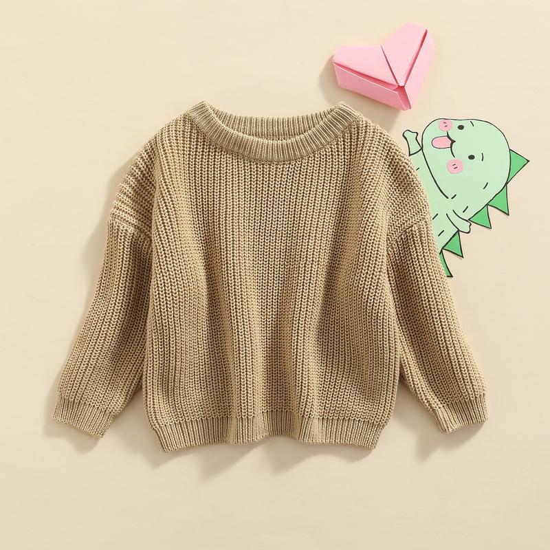 Toddler Baby Round Neck  Warm Long Sleeve Candy Color Knit Pullovers 6